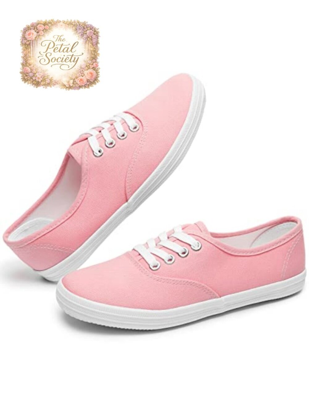 Women's Canvas Sneakers Low Top Lace-Up Casual Tennis Shoes